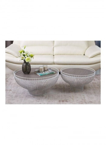 2-Piece Suncity Coffee Table Set White/Grey