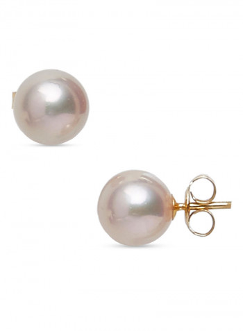18 Karat Yellow Gold Freshwater Pearl Stud Earrings