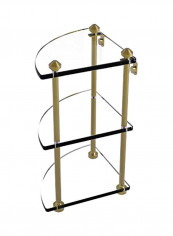 Southbeach Collection 3-Tier Corner Glass Shelf Clear/Gold