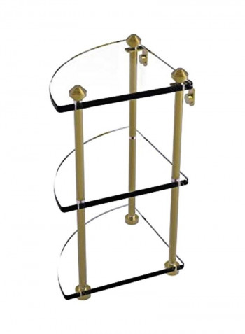 Southbeach Collection 3-Tier Corner Glass Shelf Clear/Gold