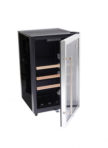 Bottle Chiller Black 126 Ltr Glass Door Metal Shelf With Wood Frontal Frame 54 Bottles Capacity NBC130 Black