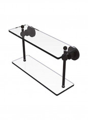 Astor Place Collection Two Tiered Glass Shelf Clear/Black 16inch
