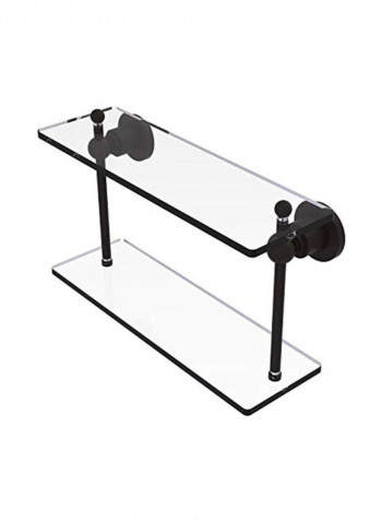 Astor Place Collection Two Tiered Glass Shelf Clear/Black 16inch