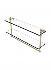 Two Tiered Integrated Towel Bar Glass Shelf Clear/Gold