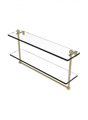 Two Tiered Integrated Towel Bar Glass Shelf Clear/Gold