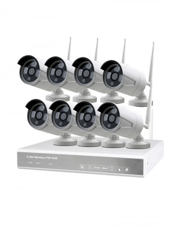8-Piece Security Recording System HD Wireless Camera Kit