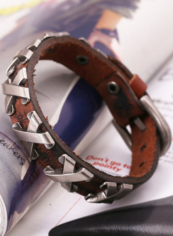Leather Cross Pattern Bracelet