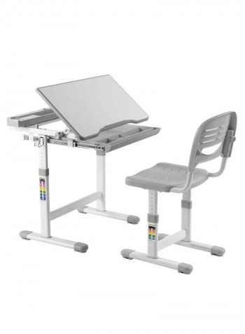 Jupiter Series Ergonomic Adjustable Desk Chair Set With Multi-Function Table Slot Grey/White 49.3centimeter