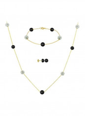 4-Piece 18 Karat Gold Crystal Ball And Pearl Jewellery Set