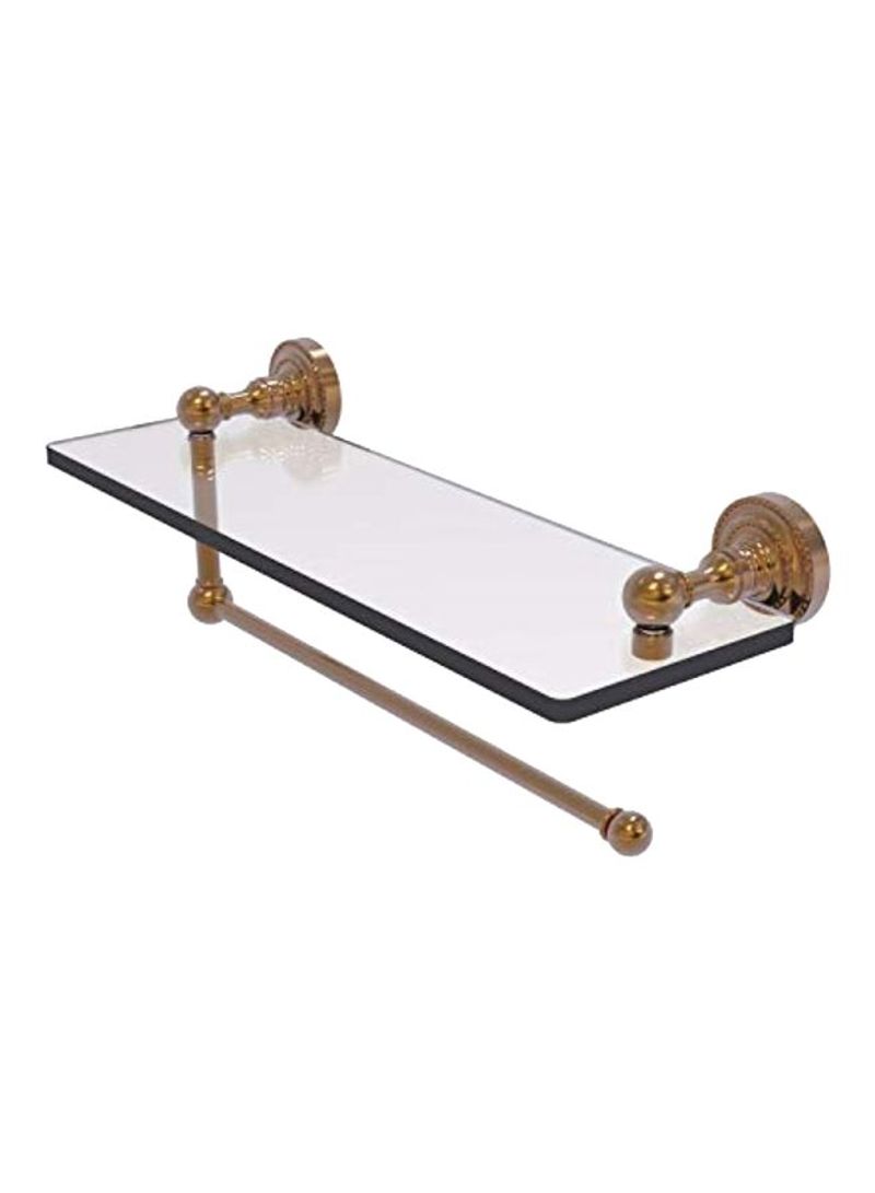Bronze Towel Holder With Shelf Clear/Gold 16inch