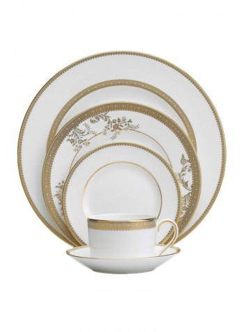 5-Piece Dinnerware Set White/Gold 11.5x11.4x3.8inch