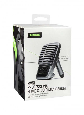 Digital Large-Diaphragm Condenser Microphone + USB, Lightning And USB-C Cable MV51-DIG Silver