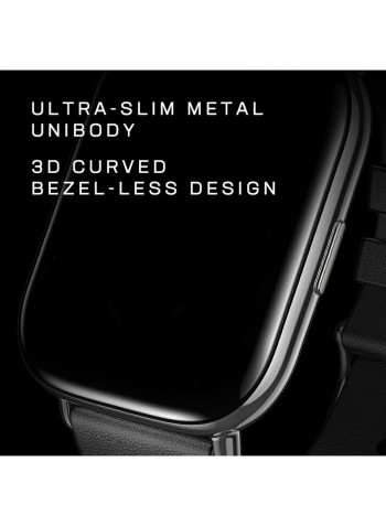 E Square Smart Watch Health And Fitness Tracker With Heart Rate, SpO2 And REM Sleep Monitoring, Stainless Steel Body, Leather Band Polar Night Black