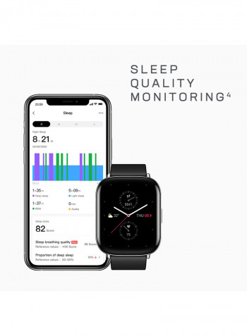 E Square Smart Watch Health And Fitness Tracker With Heart Rate, SpO2 And REM Sleep Monitoring, Stainless Steel Body, Leather Band Polar Night Black