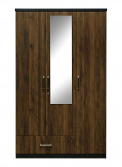 Brisbane 3-Doors And 1-Drawer Wardrobe With Mirror Brown