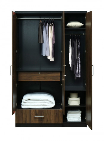 Brisbane 3-Doors And 1-Drawer Wardrobe With Mirror Brown