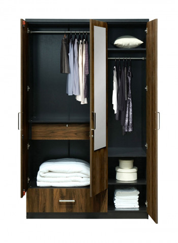Brisbane 3-Doors And 1-Drawer Wardrobe With Mirror Brown