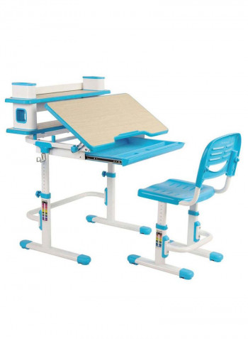 Saturn Series Ergonomic Adjustable Desk And Chair Set With Book-Shelf Blue/White 60.8centimeter
