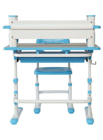 Saturn Series Ergonomic Adjustable Desk And Chair Set With Book-Shelf Blue/White 60.8centimeter