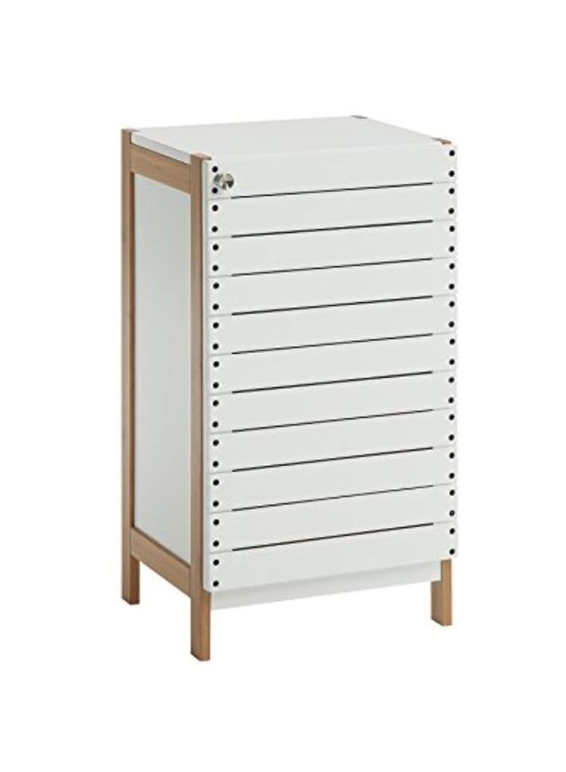 Wood Storage Cabinet Beige/White 12.5x27x14.5inch
