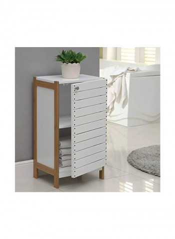 Wood Storage Cabinet Beige/White 12.5x27x14.5inch