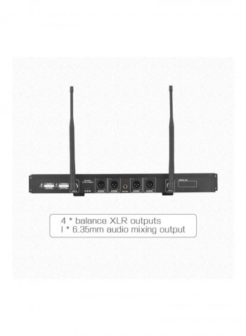 مجموعة نظام ميكروفون لاسلكي احترافي D4-4 بنطاق تردد Uhf أسود