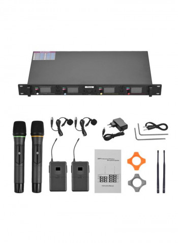 D4-4 Professional Wireless Uhf Microphone System Set Black