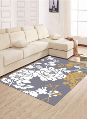 Flower Pattern Room Carpet Blue/Beige 140x200centimeter