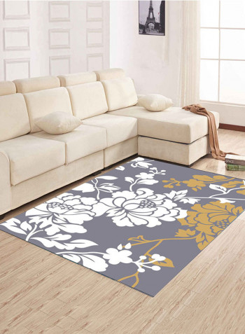 Flower Pattern Room Carpet Blue/Beige 140x200centimeter