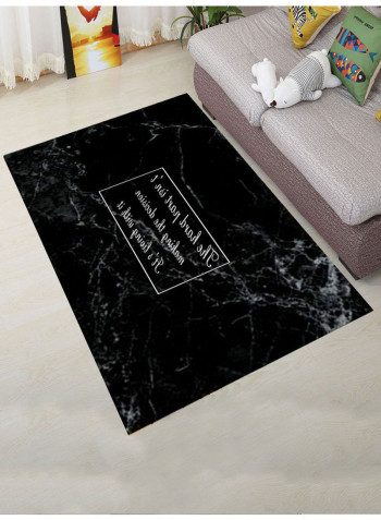 1-Piece Antislip Simple Patterned Floor Mat Black/White 140x200cm
