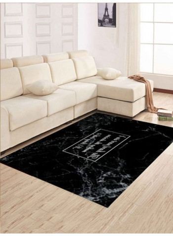 1-Piece Antislip Simple Patterned Floor Mat Black/White 140x200cm