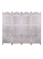4-Panel Frontier Screen Room Divider White 216x186x13centimeter