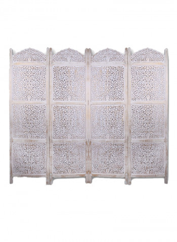 4-Panel Frontier Screen Room Divider White 216x186x13centimeter