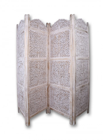 4-Panel Frontier Screen Room Divider White 216x186x13centimeter