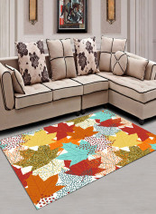 Maple Leaves Rectangle Washable Carpet Multicolour 140x200centimeter