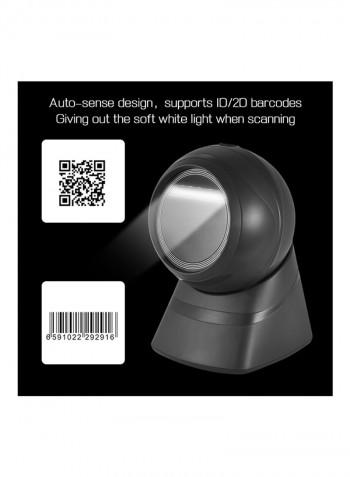 USB Wired Handheld Barcode Scanner Black