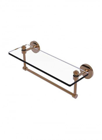 Glass Shelf With Towel Bar Clear/Gold 16x5inch