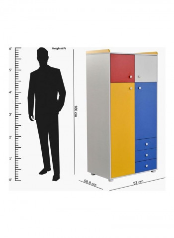 Happy 2-Door Wardrobe Multicolour 58.8x180x87cm