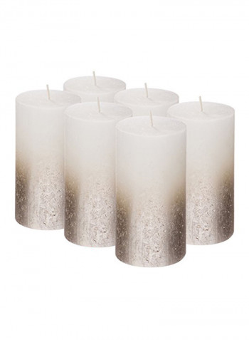 6-Piece Unscented Pillar Candle White
