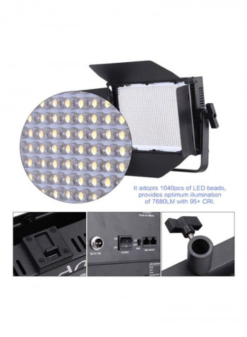 Adjustable Brightness 1040Pcs Led Beads Cri 95+ 3840Lm 3200K-5600K Dmx512 Video Studio Photography Light Lamp For Canon Nikon Sony Camera Camcorder 43x10x30cm White/Black