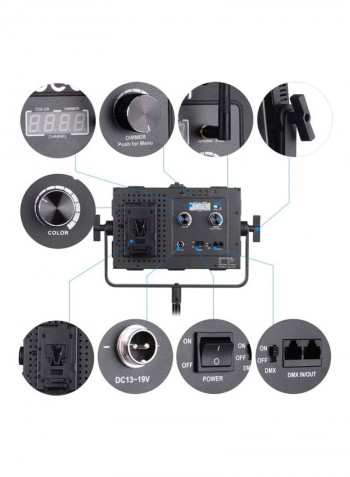 Adjustable Brightness 1040Pcs Led Beads Cri 95+ 3840Lm 3200K-5600K Dmx512 Video Studio Photography Light Lamp For Canon Nikon Sony Camera Camcorder 43x10x30cm White/Black