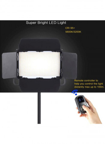 Adjustable Brightness 1040Pcs Led Beads Cri 95+ 3840Lm 3200K-5600K Dmx512 Video Studio Photography Light Lamp For Canon Nikon Sony Camera Camcorder 43x10x30cm White/Black