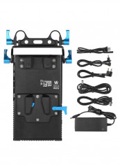 7-Piece 2-In-1 V-Mount Battery Plate Adapter Charger Set Black/Blue/Silver
