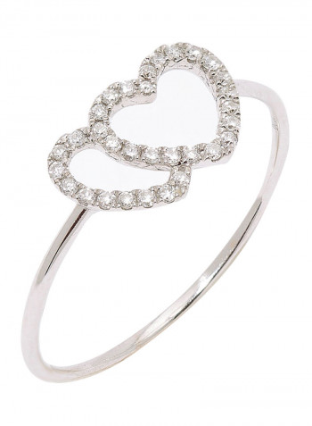 18K White Gold Heart Design Diamond Ring