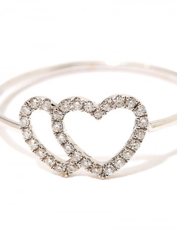 18K White Gold Heart Design Diamond Ring