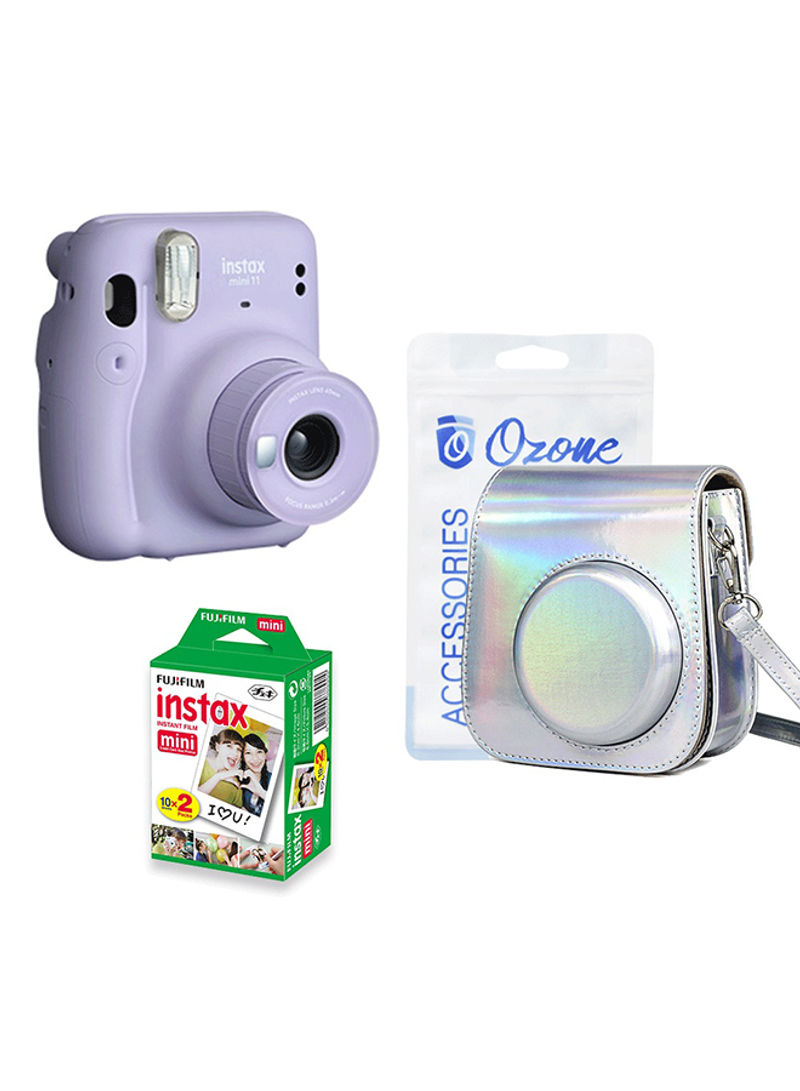Fujifilm Instax Mini 11 Instant Camera With Shiny Case And Plain Film 20 Sheets