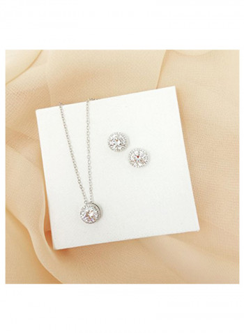 Cubic Zirconia Studded Necklace And Earrings Set