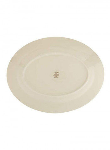 Winter Greetings Plaid Oval Platter White/Red/Green 16inch