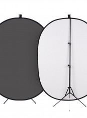 Black & White 2-in-1 Studio Collapsible Background Panel Double-Sided Cotton Material with Metal Stand Carry Bag 5 x 6.5ft Multicolor