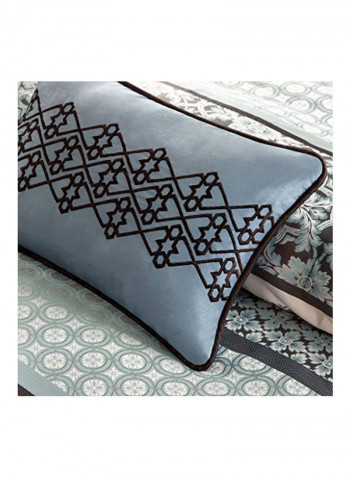 7-Piece Comforter Set Polyester Blue Queen